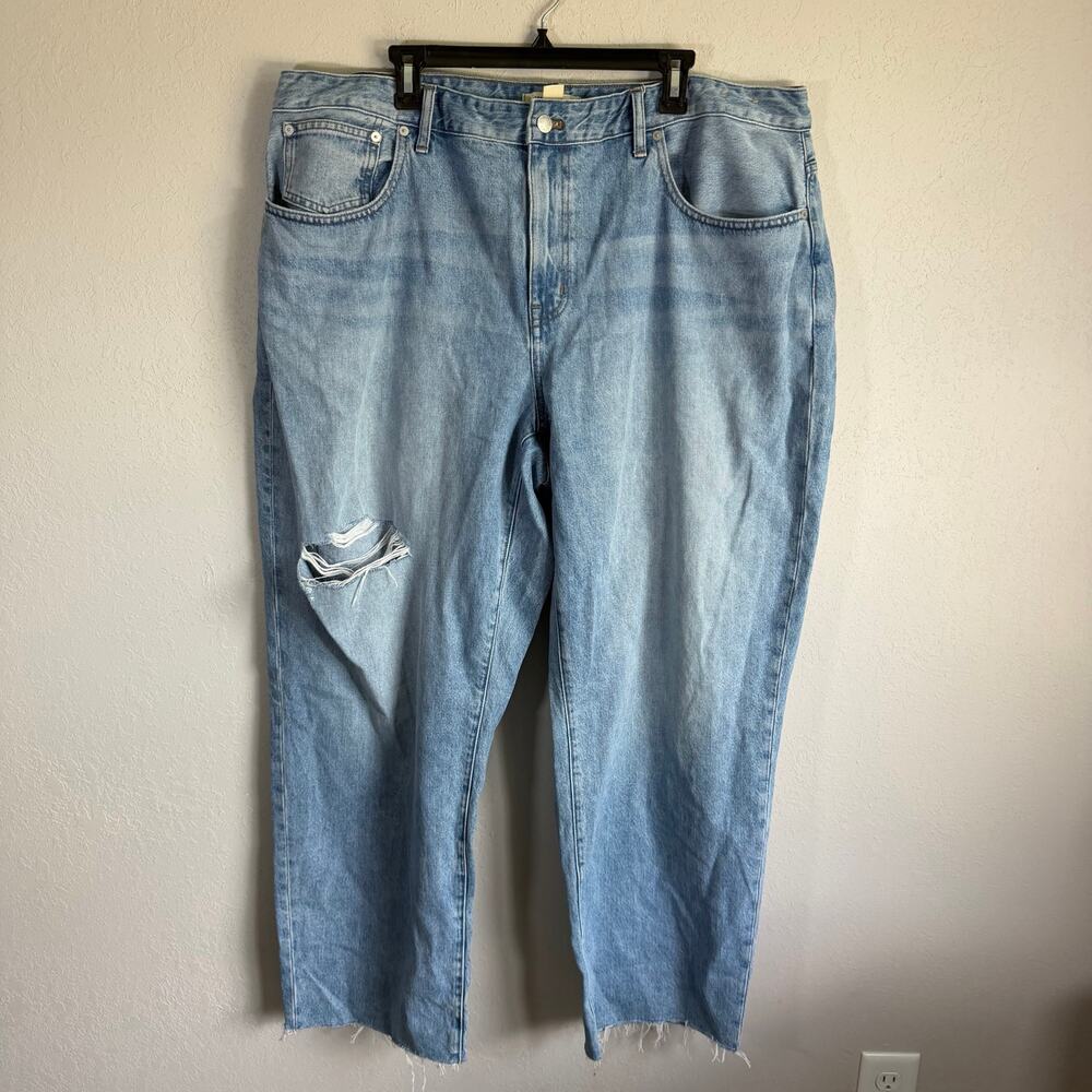 Madewell Curvy 90s Straight Leg Distressed Light Wash Blue Denim Jeans Women 20W
